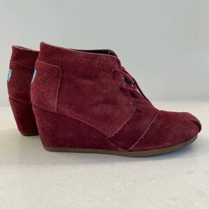 Toms Burgundy Suede Wedge Shoes